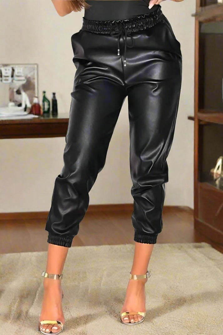 Wet Look Leather Tie Up Trouser Streetwwear Society