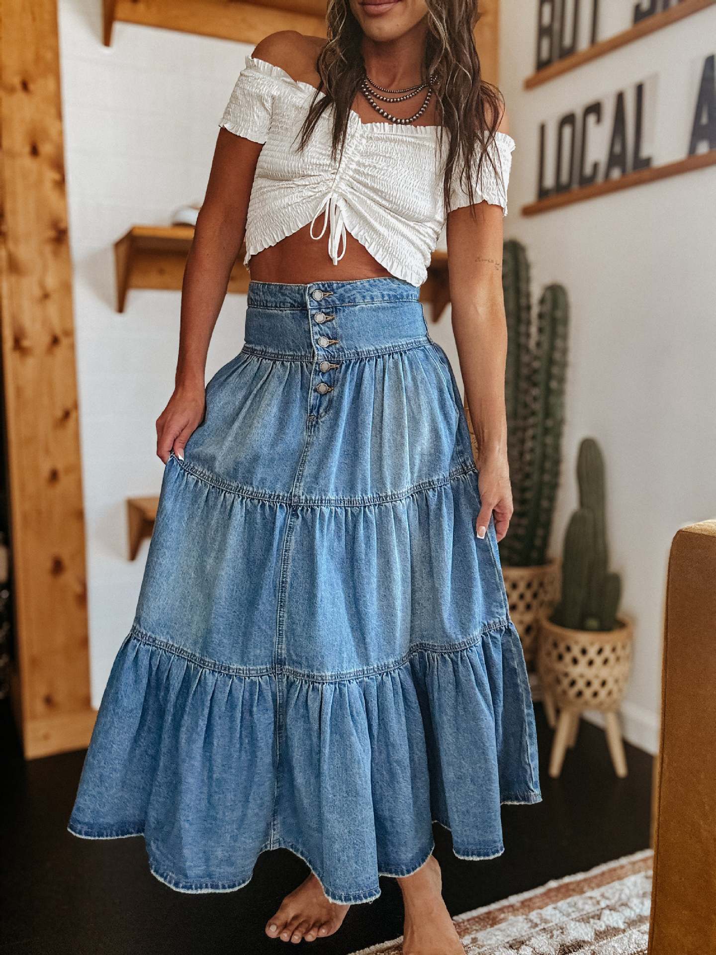 Bohemian A-Line Layered Cake Denim Streetwwear Society