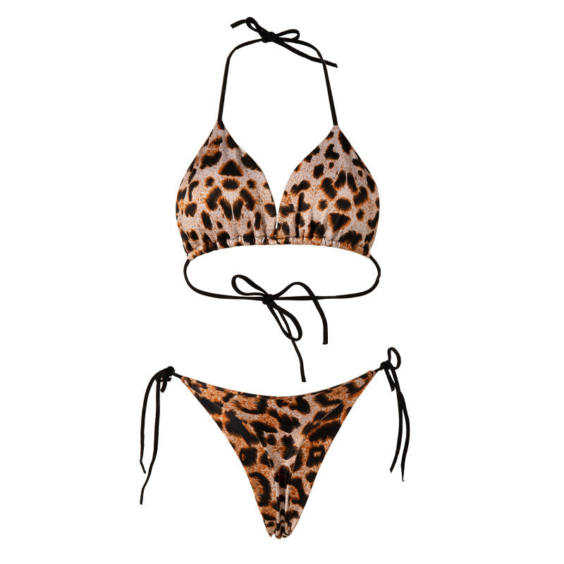 Lace-up Bikini Three-point T-back Swimsuit Suit With Chest Pad Streetwwear Society