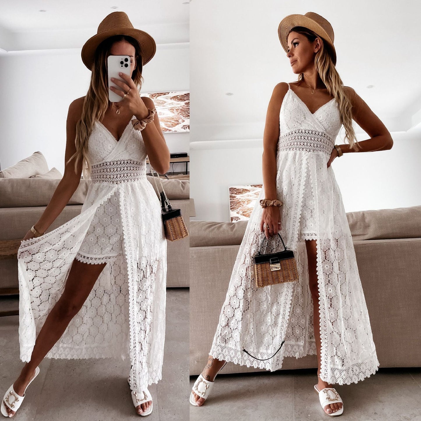 Sling Stitching Casual Hollow Dress Streetwwear Society