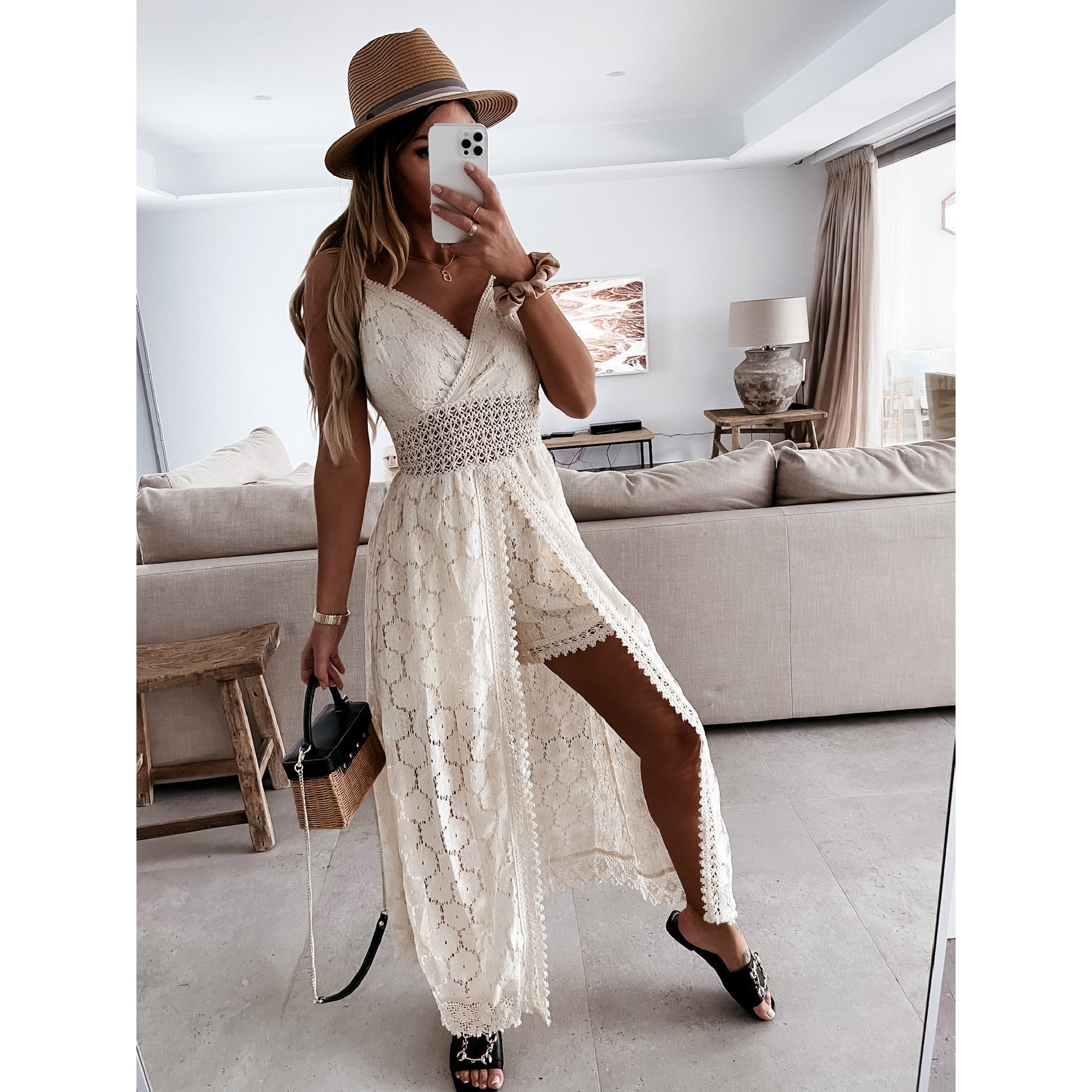 Sling Stitching Casual Hollow Dress Streetwwear Society