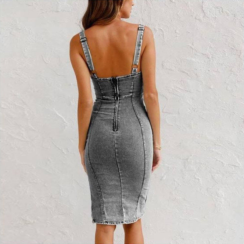 New U-neck Summer Casual Tight Slim Dresses Streetwwear Society