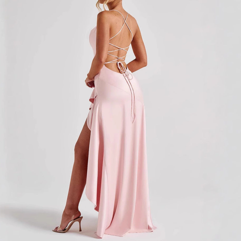 Women's Backless Ruffles Dress Streetwwear Society