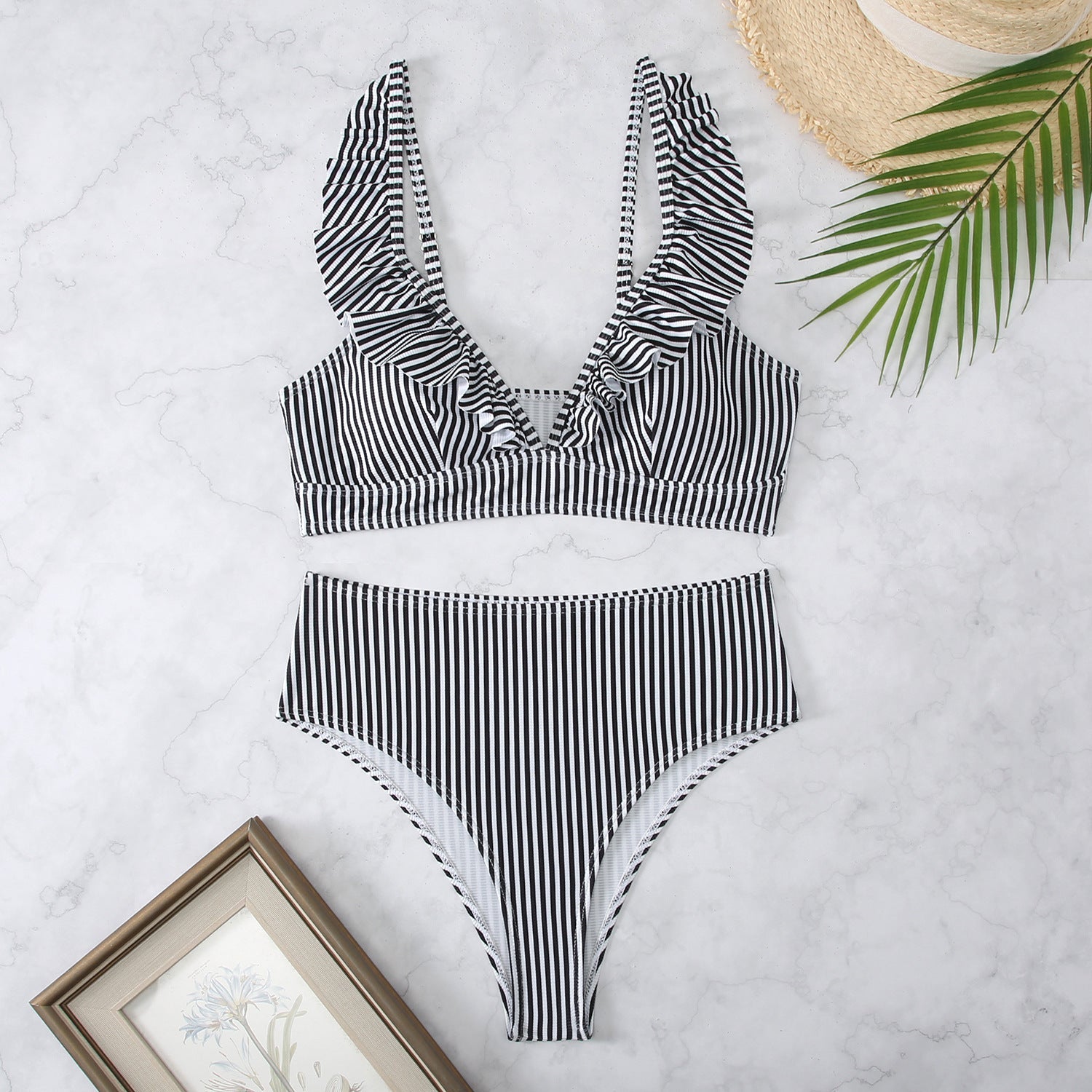 Fresh Striped Split Small Chest Bikini Vacation Swimwear Streetwwear Society