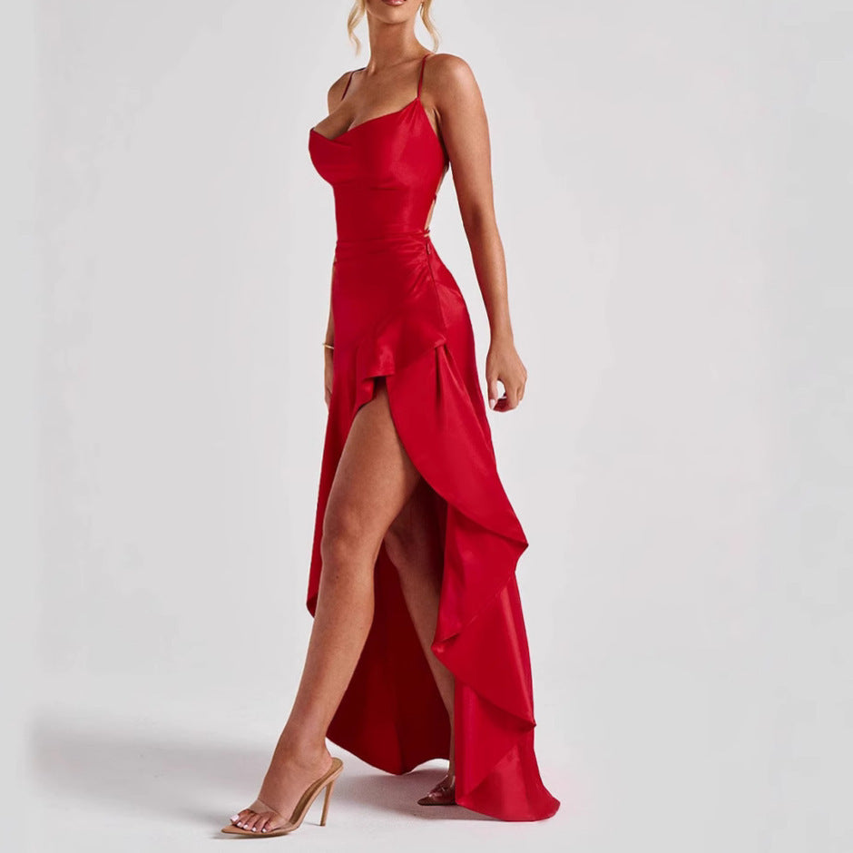 Women's Backless Ruffles Dress Streetwwear Society