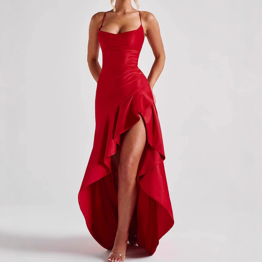 Women's Backless Ruffles Dress Streetwwear Society