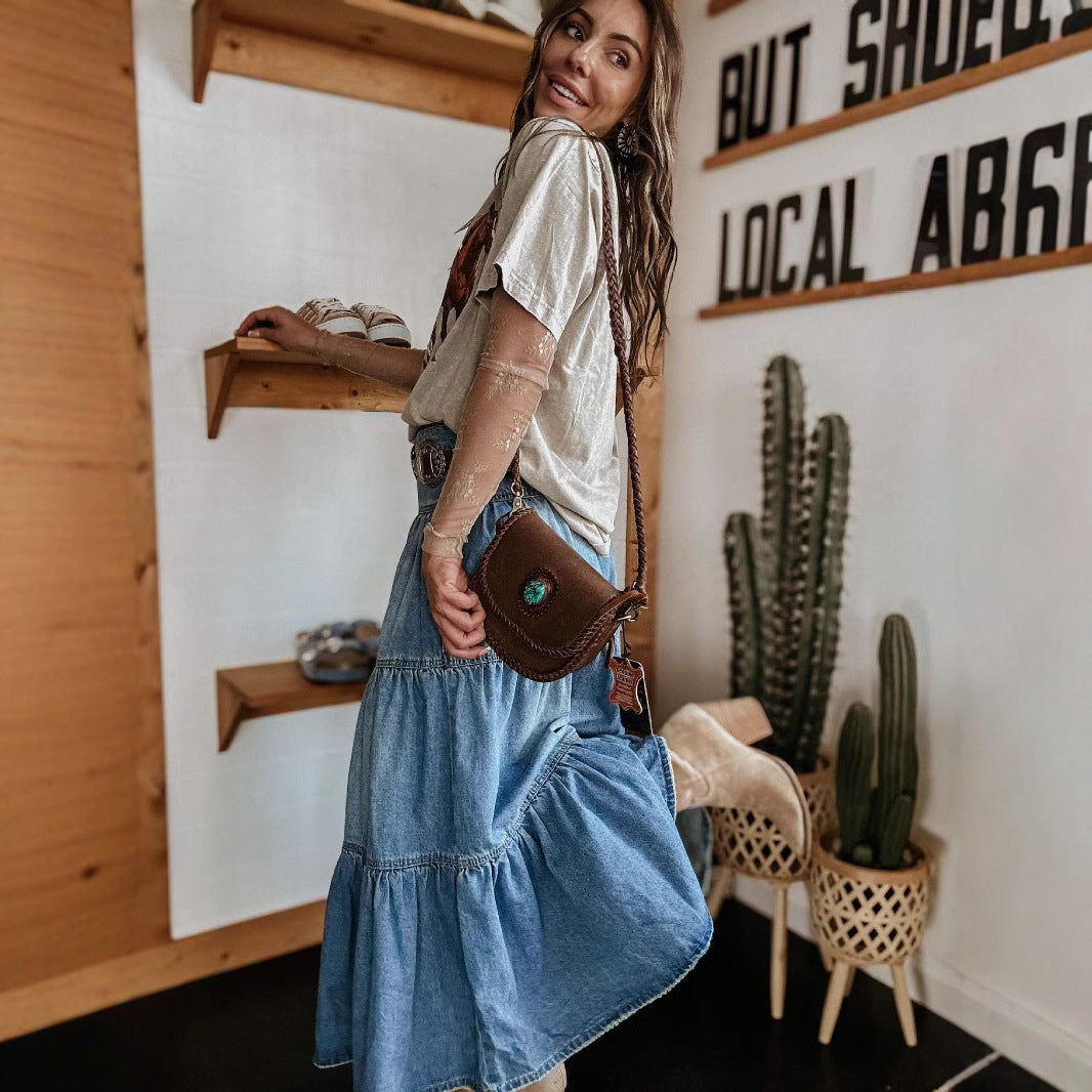 Bohemian A-Line Layered Cake Denim Streetwwear Society