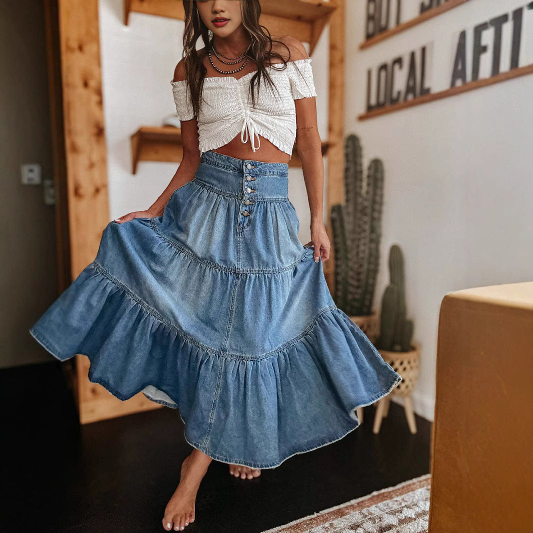 Bohemian A-Line Layered Cake Denim Streetwwear Society