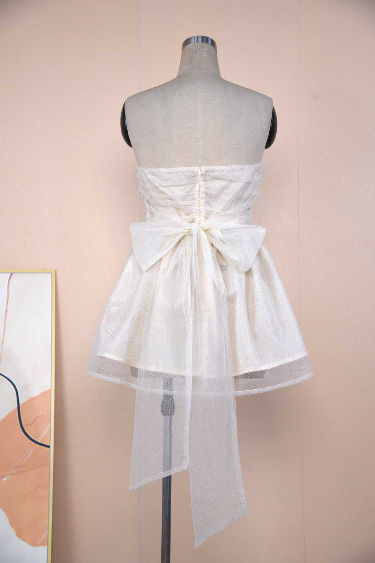 Dress With Back Bow-knot Summer Off-neck Short Skirt Streetwwear Society