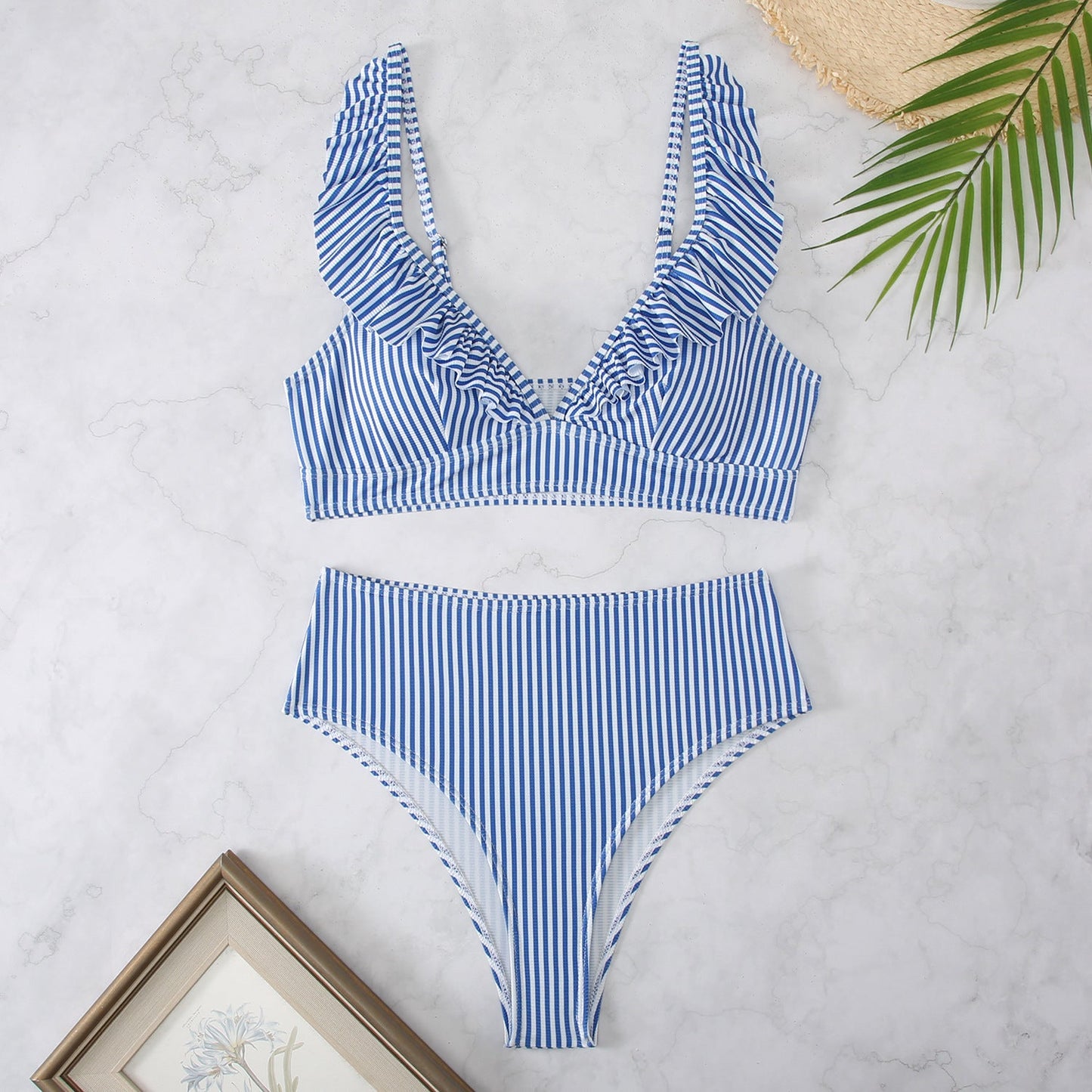 Fresh Striped Split Small Chest Bikini Vacation Swimwear Streetwwear Society