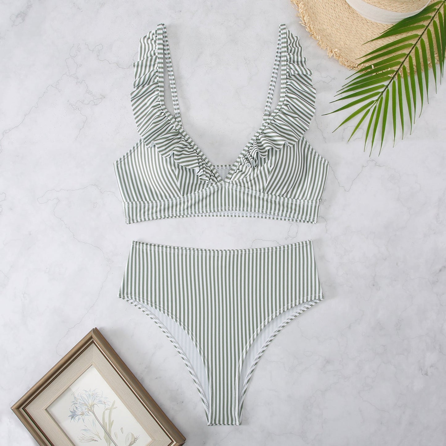 Fresh Striped Split Small Chest Bikini Vacation Swimwear Streetwwear Society